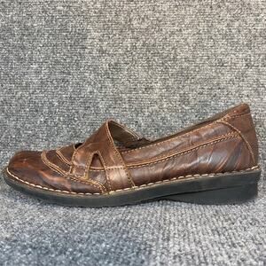 Clarks Brown Mary Jane Slip On Comfort Flats Shoes Comfort Elastic Womens 10